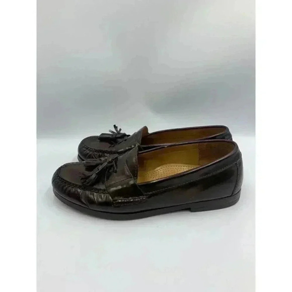 COLE HAAN MEN 8 D PINCH TASSEL LOAFER DRESS SHOES MAHOGANY‎ BROWN LEATHER  - Picture 1 of 8